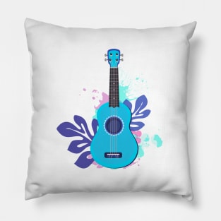 Dibujo de ukelele con hojas Pillow