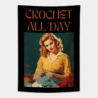 Retro Vintage Crochet All Day Tapestry