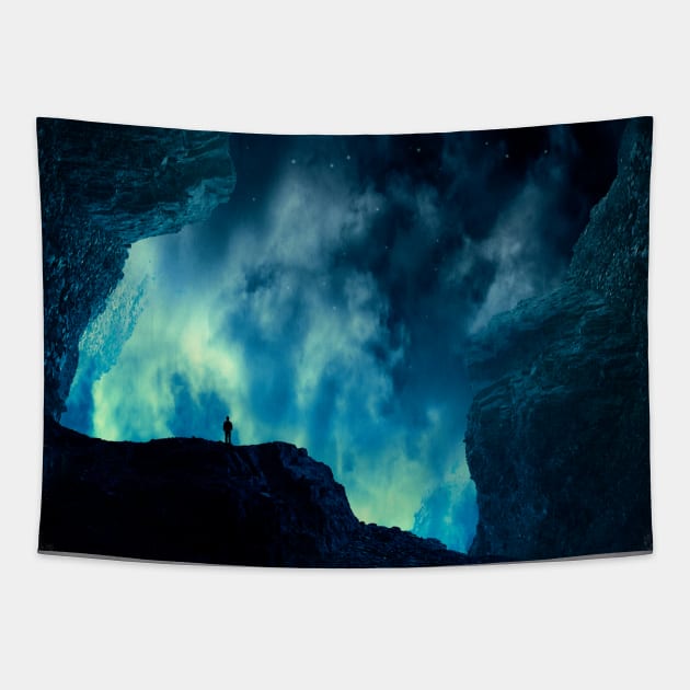 Spaces XVIII - landscape at night Tapestry by DyrkWyst