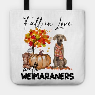 Fall In Love With Weimaraners Fall Pumpkin Thanksgiving Tote