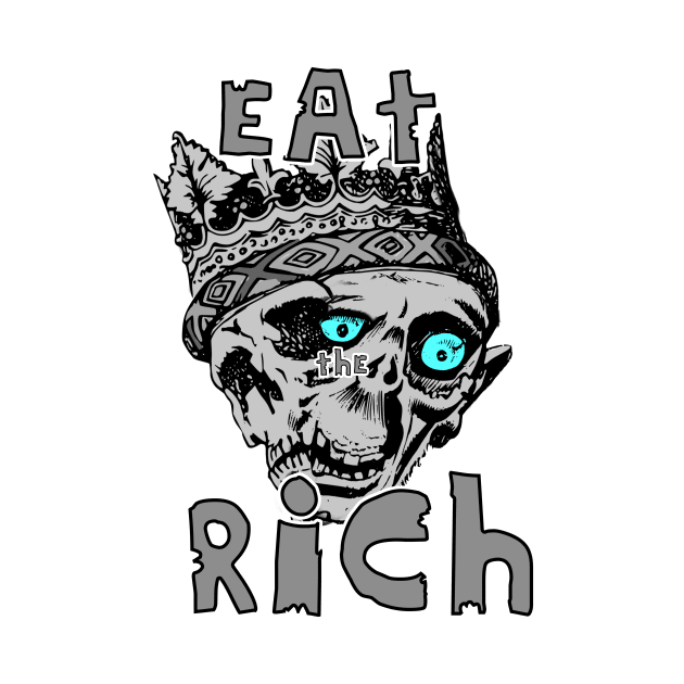 Eat the Rich Grey Skeleton Zombie Blue Eyes Crown by Glass Table Designs