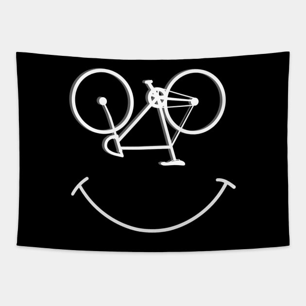 Cyclist - Smiley Bike Face Tapestry by Kudostees