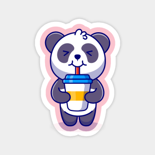 Cute Panda Drink Coffee Cartoon Magnet
