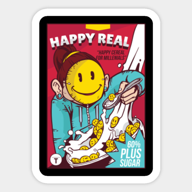 Happy Cereal Box Gift Ideas Cereal Box Sticker Teepublic