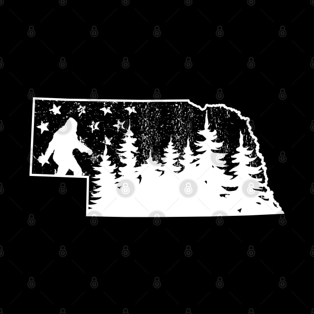 Nebraska Bigfoot American Flag by Tesszero