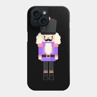 Purple Christmas Nutcracker Toy Soldier Graphic Art - Black Background Phone Case