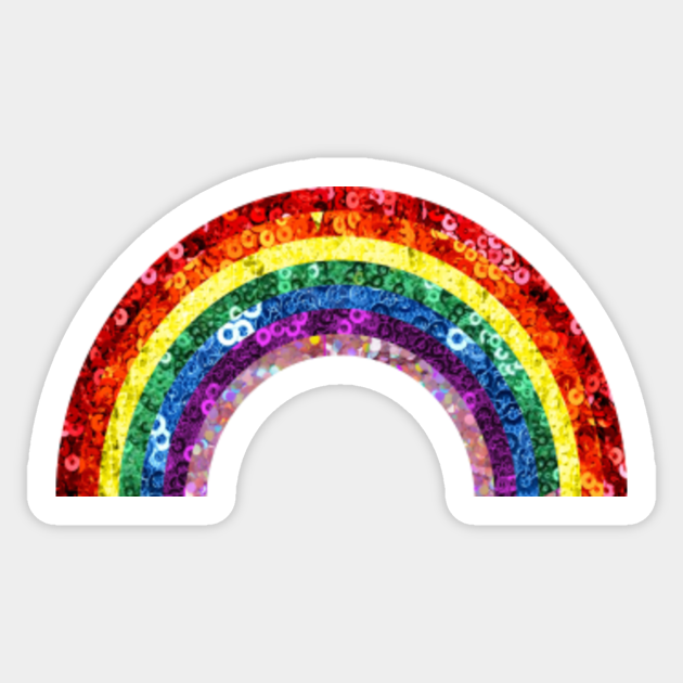 70's 80's Vibe Rainbow Retro Vintage Sequin Print - Rainbow - Sticker