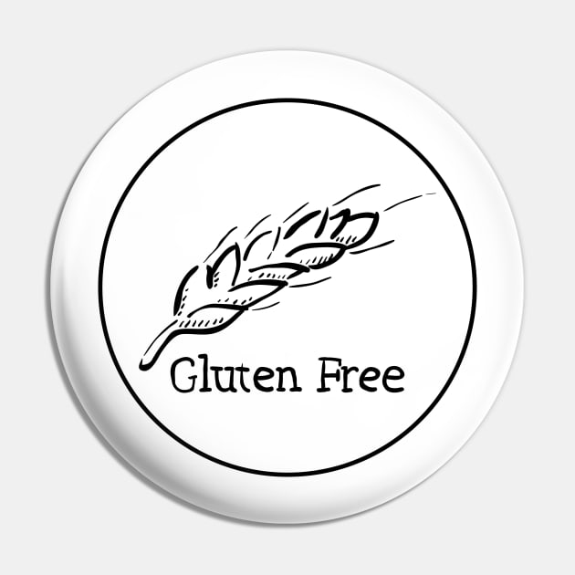 Gluten Free Hand Drawn Wheat Pin by glutenfreegear