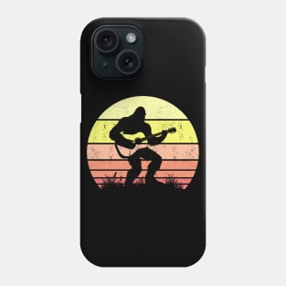 Bigfoot Playing Acoustic Guitar Vintage Sunset Music Lover Phone Case