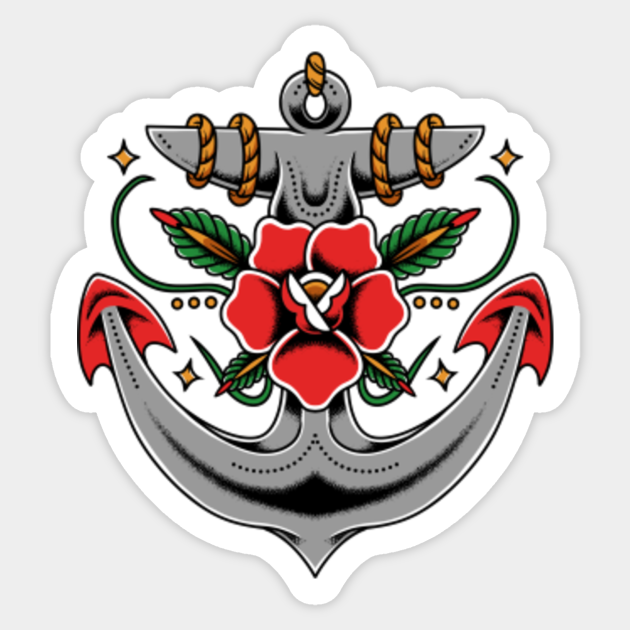 Anchor rose tattoo - Rose Tattoo - Sticker | TeePublic Anchor rose tattoo - Rose Tattoo - Sticker | TeePublic