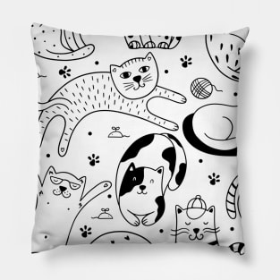 Vintage Black and White Cats Pillow