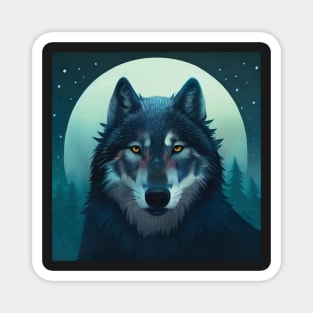 Wolf and Moon Magnet