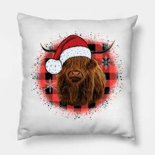 Christmas Highland Cow Pillow