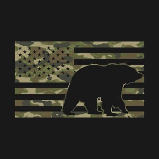 Grizzly Bear American Flag Camouflage - Grizzly Bear T-Shirt