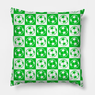 Checkboard Football / Soccer Ball Pattern - Green and White Pillow