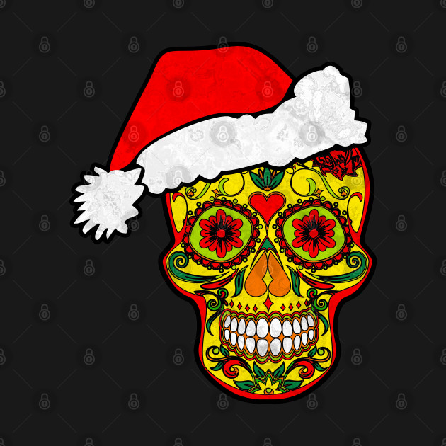 Discover Gothic Christmas - Smiling Sugar Skull Santa Claus 1 - Sugar Skull Christmas - T-Shirt