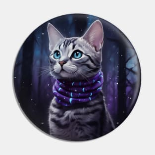 Silver Bengal Cat Pin