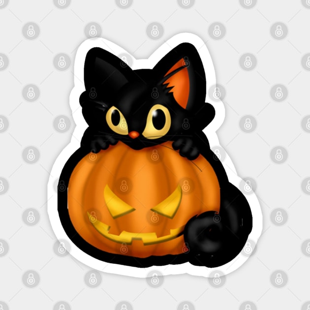 Black cat pumpkin Halloween Costume gift for men women kids Black Cat Lovers Halloween Costume Magnet by AbirAbd
