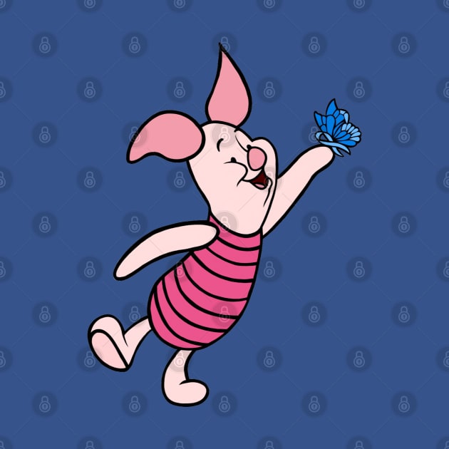 Little Pig with Awareness Ribbon Butterfly (Blue) by CaitlynConnor