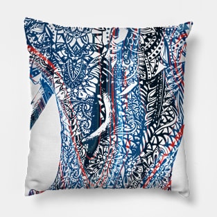 Ornate Asian Elephant In A Colorful Illustration Pillow