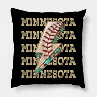 Aesthetic Design Minnesota Gifts Vintage Styles Baseball Pillow