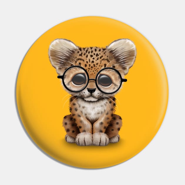 Cute Baby Leopard Cub Wearing Glasses Pin by jeffbartels