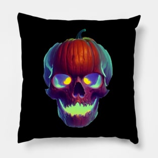 Pumpkin Halloween skull II Pillow