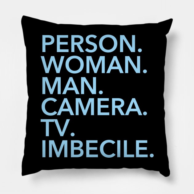 person, woman, man, camera, tv, IMBECILE Pillow by skittlemypony