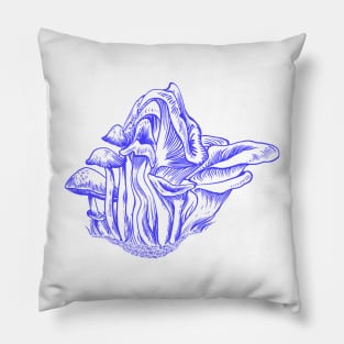 Blue Mushrooms Swirl Pillow