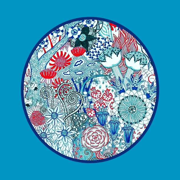 Floral Jungle Blue by okhismakingart_