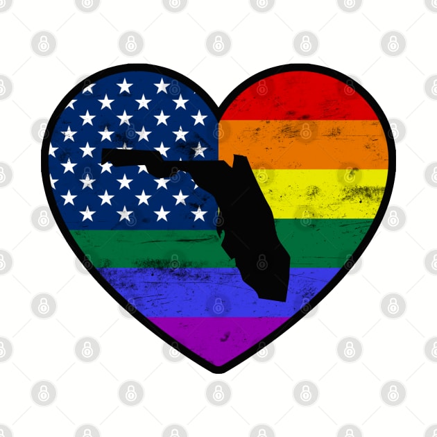 Florida United States Gay Pride Flag Heart by TextTees