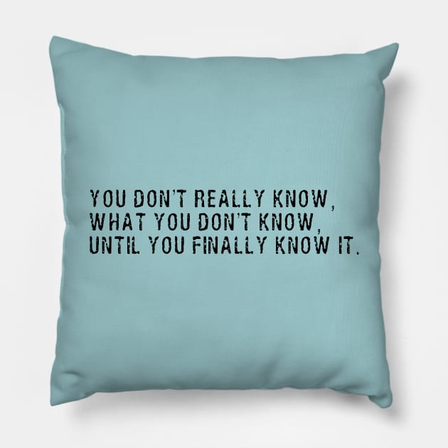 You Don't Really Know, What You Don't Know, Until You Finally Know It Pillow by VintageArtwork