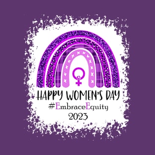 Happy Women's Day Embrace Equity 2023 Purple Rainbow T-Shirt