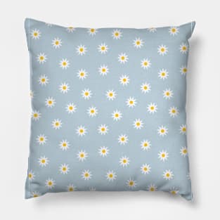 Daisy Flower Pattern, Blue Pillow