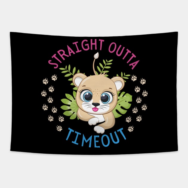 Straight Outta Timeout Cute and Smart Cookie Sweet little tiger in a hat cute baby outfit Tapestry by BoogieCreates