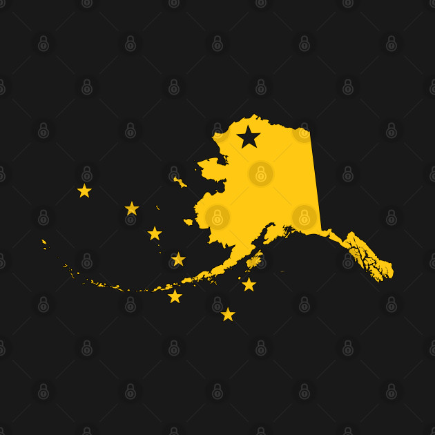 Simply Alaska Gold State Flag Map Stars Original - Alaska ...