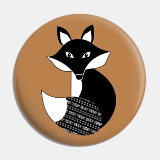 Cute Black and White Fox with Filigree Tail Pin