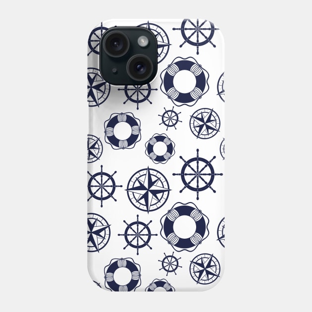 Nautical Navy Blue and White Pattern Phone Case by Trippycollage