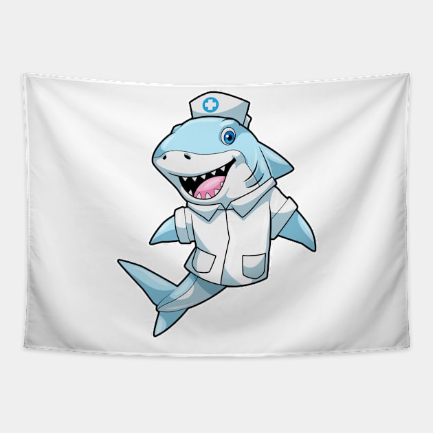 Shark as Nurse with Coat Tapestry by Markus Schnabel