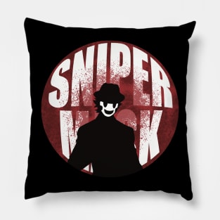 High rise invasion Sniper mask Distressed circle design Pillow