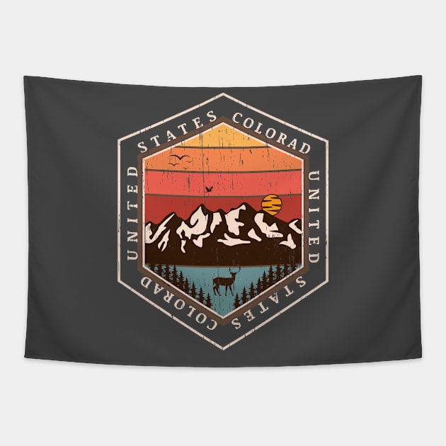 United States Colorado vintage retro sunset distressed 80s style Tapestry by SpaceWiz95