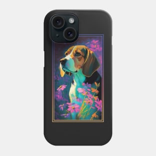 Beagle Vibrant Tropical Flower Tall Digital Oil Painting Portrait 2 Phone Case