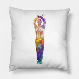 Soccer referee in watercolor Pillow