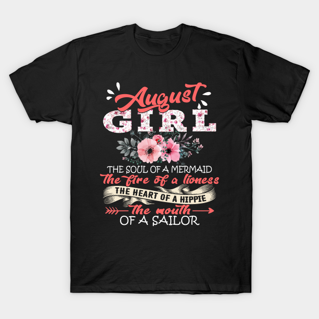 Discover August Girl The Soul Of A Mermaid Floral Yoga August Girl Birthday Gift - August Girl The Soul Of A Mermaid - T-Shirt