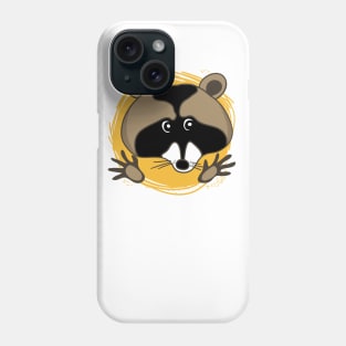 Drawing funny cartoon raccoon Phone Case