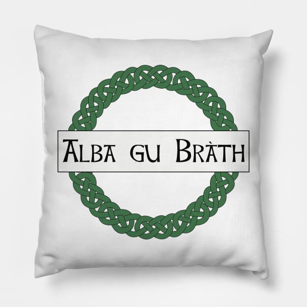 Alba gu bràth Scotland forever with Celtic knot border Pillow by Kyttsy Krafts