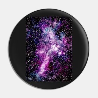 Watercolor Blue, Pink and Violet Nebula Pin