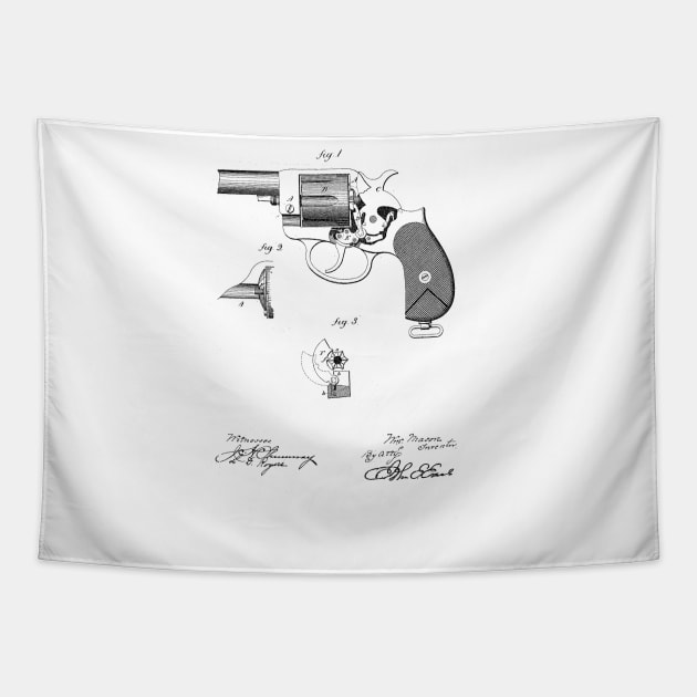 Gun Design vintage patent drawing Tapestry by TheYoungDesigns