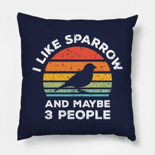 I Like Sparrow and Maybe 3 People, Retro Vintage Sunset with Style Old Grainy Grunge Texture Pillow