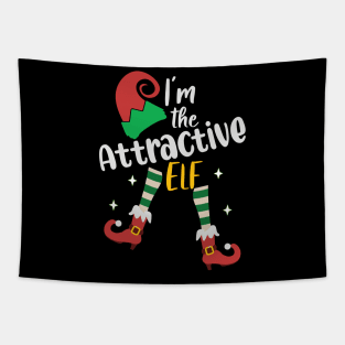 Funny I'm The Attractive Elf Christmas Xmas Matching Family Tapestry